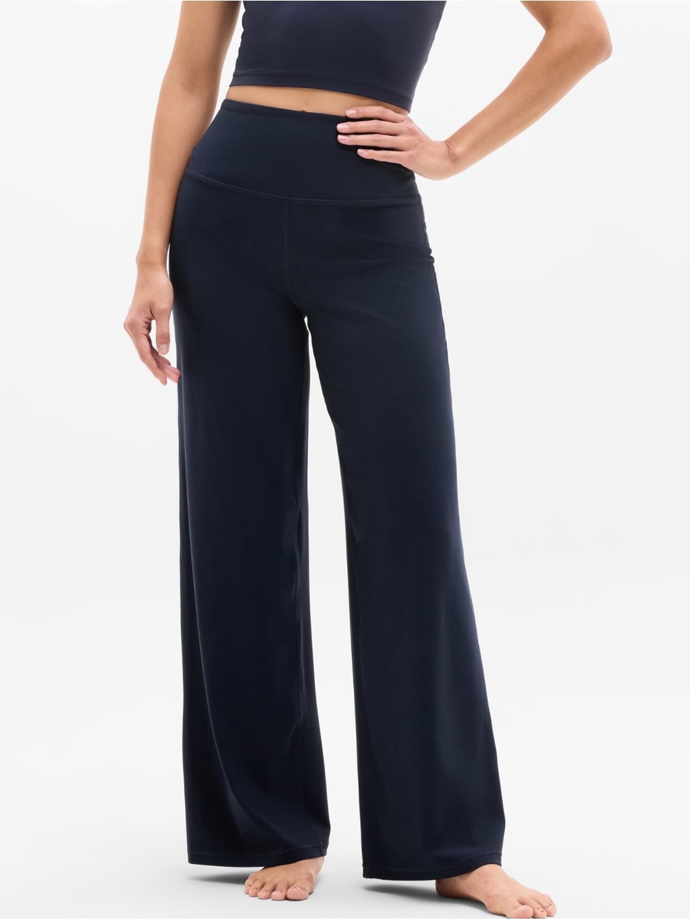 Athleta Navy High-Rise Wide-Leg Performance Pants